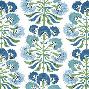 Tybee Tree Green and Blue F916215 by Thibaut Fabric