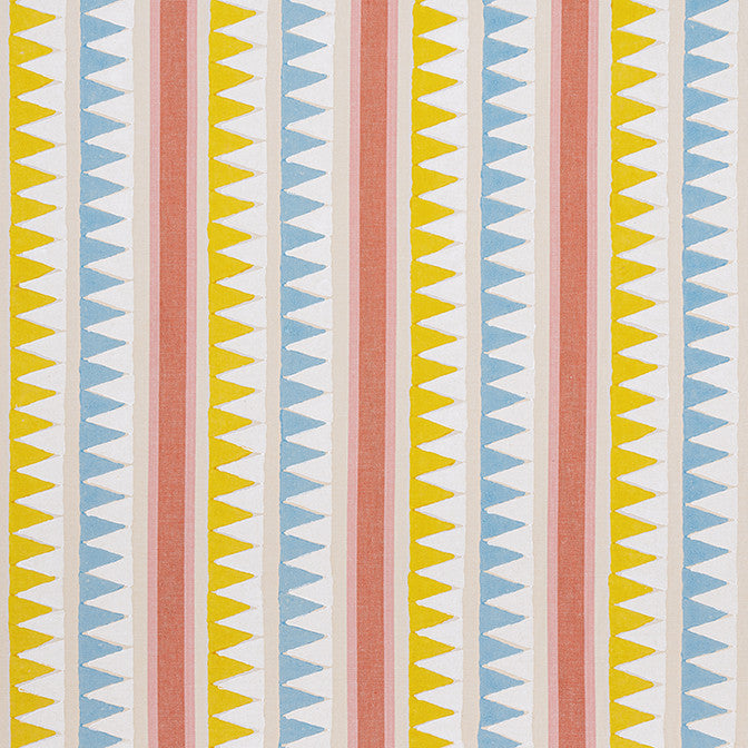 Lomita Stripe Coral and Yellow F916234 by Thibaut Fabric Thibaut Fabric Lomita Stripe Coral and Yellow F916234Fabric Kismet Fabric Book 100% Cotton INDIA </p><p>Repeat: V: 7 53 - Fabric Carolina -