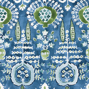 Mendoza Suzani Blue and Green on Navy F916241 by Thibaut Fabric