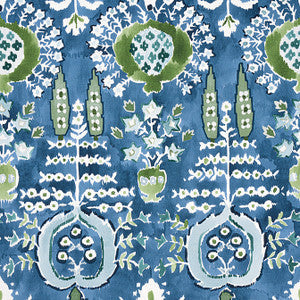Mendoza Suzani Blue and Green on Navy F916241 by Thibaut Fabric