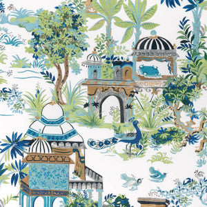 Mystic Garden Blue and Green F920820 by Thibaut Fabric