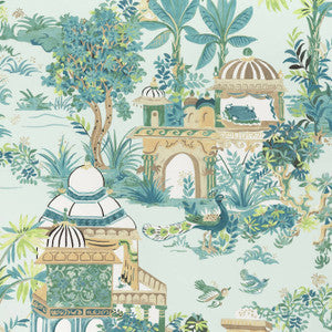Mystic Garden Spa Blue F920826 by Thibaut Fabric