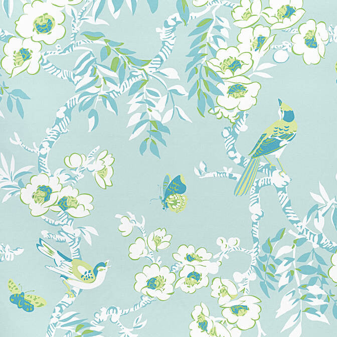 Yukio Spa Blue F920843 by Thibaut Fabric Thibaut Fabric Yukio Spa Blue F920843Fabric Eden Fabric Book 100% Cotton Sateen UNITED STATES </p><p>Repeat: V: 35.5 54 - Fabric Carolina -