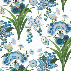 Pasadena Blue and Green F920851 by Thibaut Fabric