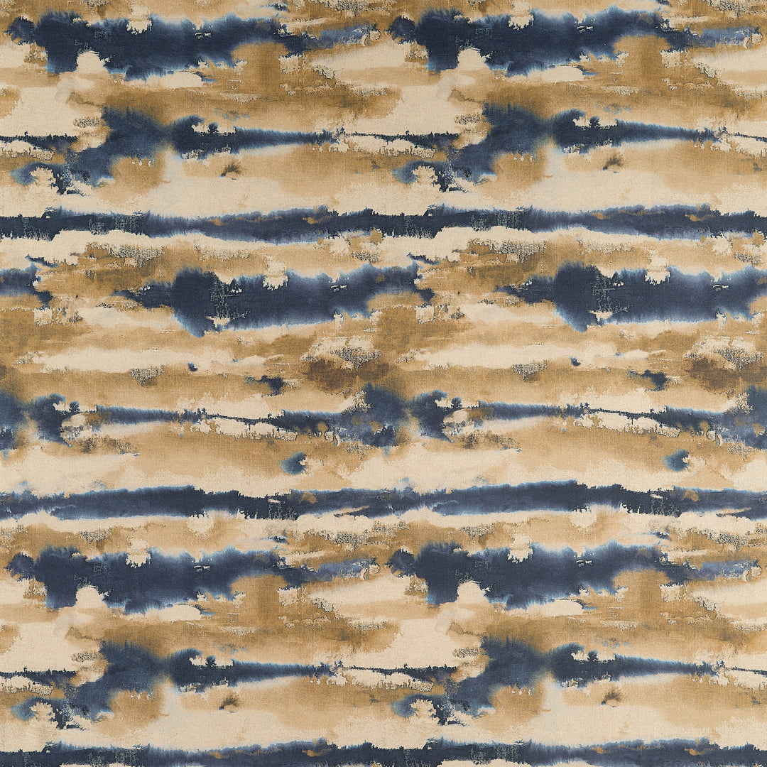 SILVER LINING - Indigo and Gold by Thibaut Fabric