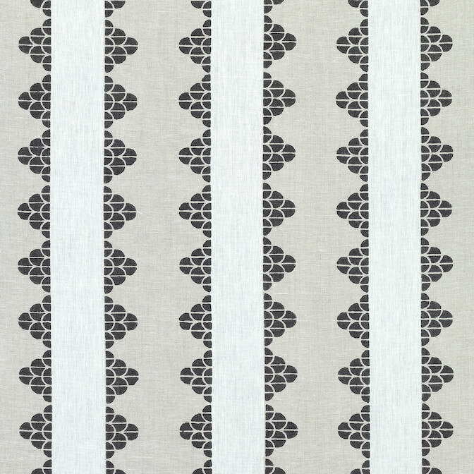 Dhara Stripe Beige and Black F92939 by Thibaut Fabric Thibaut Fabric Dhara Stripe Beige and Black F92939Fabric Paramount Fabric Book 100% Linen INDIA </p><p>Repeat: V: 3.25 52 - Fabric Carolina -