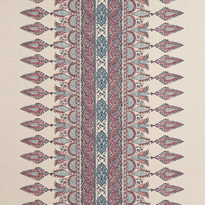 Akola Stripe Raspberry and Blue on Natural F936409 by Thibaut Fabric Thibaut Fabric Akola Stripe Raspberry and Blue on Natural F936409Fabric Indienne Fabric Book 60% Linen, 30% Cot, 10% Nylon SCOTLAND </p><p>Repeat: V: 4.5 54 - Fabric Carolina -