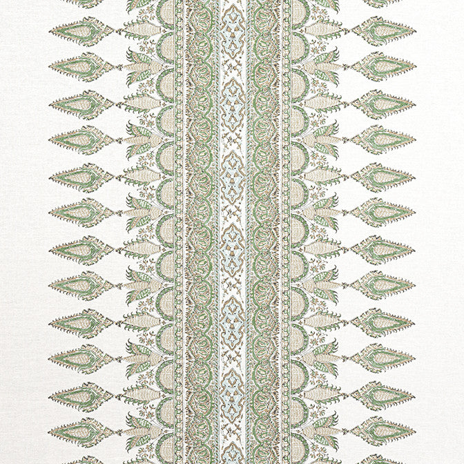 Akola Stripe Green F936412 by Thibaut Fabric Thibaut Fabric Akola Stripe Green F936412Fabric Indienne Fabric Book 60% Linen, 30% Cot, 10% Nylon SCOTLAND </p><p>Repeat: V: 4.5 54 - Fabric Carolina -