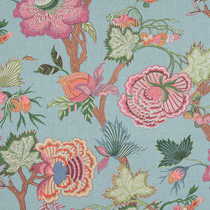 Indienne Jacobean Raspberry and Teal F936415 by Thibaut Fabric
