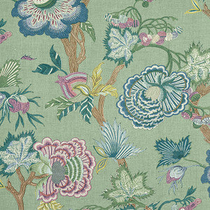Indienne Jacobean Green F936416 by Thibaut Fabric