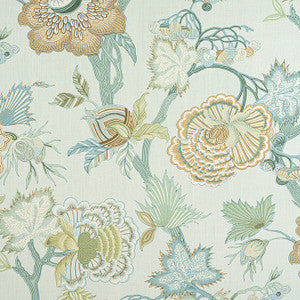 Indienne Jacobean Seaglass and Gold F936417 by Thibaut Fabric