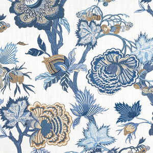 Indienne Jacobean Blue and White F936418 by Thibaut Fabric