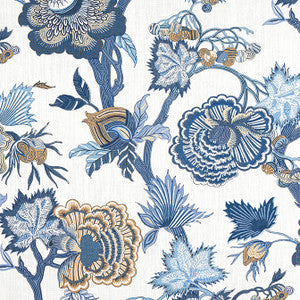 Indienne Jacobean Blue and White F936418 by Thibaut Fabric