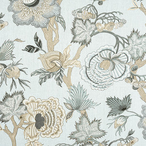 Indienne Jacobean Robin's Egg F936420 by Thibaut Fabric