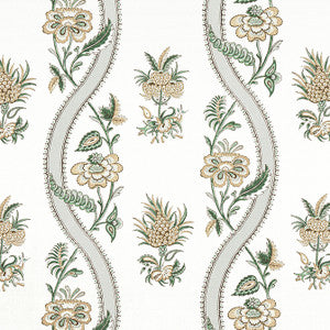 Ribbon Floral Green F936421 by Thibaut Fabric
