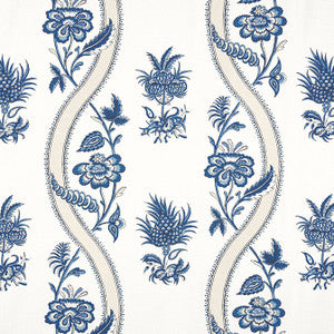 Ribbon Floral Blue and White F936423 by Thibaut Fabric