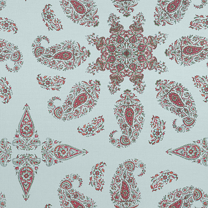 East India Raspberry and Teal F936431 by Thibaut Fabric Thibaut Fabric East India Raspberry and Teal F936431Fabric Indienne Fabric Book 59% Cotton, 41% Linen INDIA </p><p>Repeat: V: 26.25 54 - Fabric Carolina -