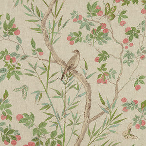 Claire Coral and Green F942009 by Thibaut Fabric