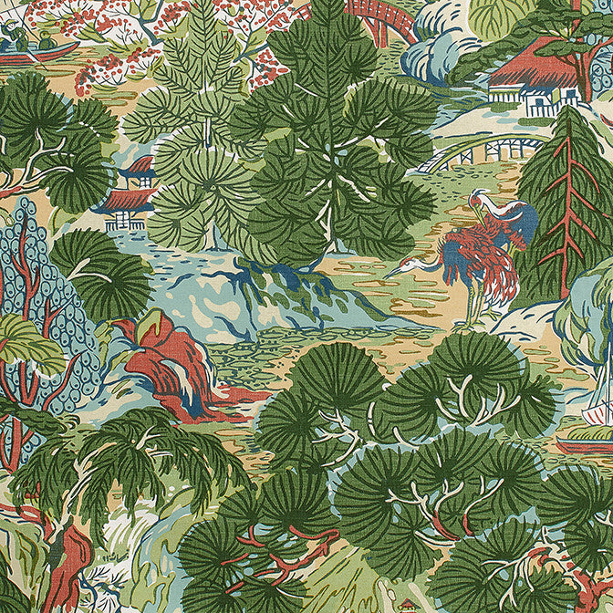 Pagoda Trees Coral and Green F942022 by Thibaut Fabric Thibaut Fabric Pagoda Trees Coral and Green F942022Fabric Sojourn Fabric Book 60% Linen, 30% Cot, 10% Nylon UNITED KINGDOM </p><p>Repeat: V: 34.5 54 - Fabric Carolina -