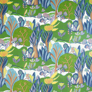 Thibaut Fabric Albero Green and Blue F945009