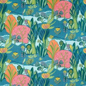 Thibaut Fabric Albero Tangerine and Turquoise F945012