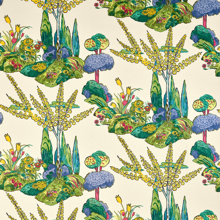 Thibaut Fabric Orleans Yellow and Red F945029 Fabric U.S.A </p><p>Repeat: H: 54  in  (137.16  cm), V: 29.5  (74.93  cm) 54  in  (137.16  cm) - My Fabric Connection -