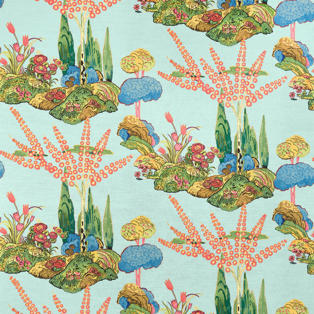 Thibaut Fabric Orleans Turquoise F945030 Fabric U.S.A </p><p>Repeat: H: 54  in  (137.16  cm), V: 29.5  (74.93  cm) 54  in  (137.16  cm) - My Fabric Connection -