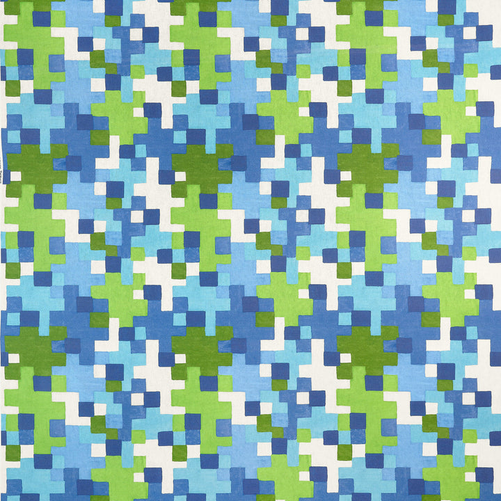 Thibaut Fabric Pixel Blue and Green F945044 Fabric U.S.A </p><p>Repeat: H: 18.5  in  (46.99  cm), V: 20.5  (52.07  cm) 54  in  (137.16  cm) - My Fabric Connection -