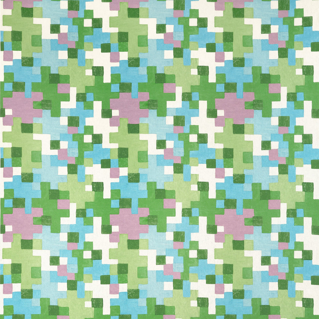 PIXEL - Lavender and Green by Thibaut Fabric