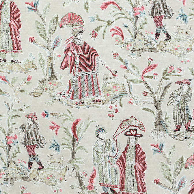 Royale Toile Red F972577 by Thibaut Fabric Thibaut Fabric Royale Toile Red F972577Fabric Chestnut Hill Fabric 60% Lin, 20% Cot, 20% Modal THAILAND </p><p>Repeat: V: 36.25 54 - Fabric Carolina -
