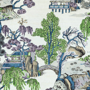 Asian Scenic Purple and Blue F975459 by Thibaut Fabric