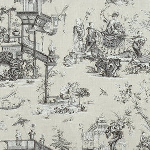Cheng Toile Beige and Black F975469 by Thibaut Fabric