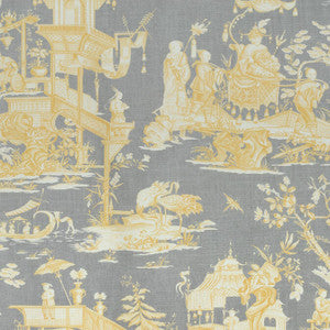 Cheng Toile Yellow and Grey F975470 by Thibaut Fabric