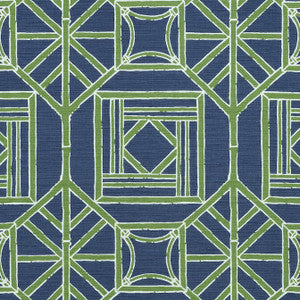 Shoji Panel Navy and Green F975521 by Thibaut Fabric