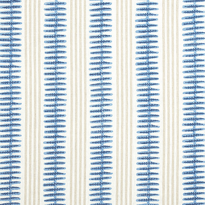 Indo Stripe Navy F981318 by Thibaut Fabric Thibaut Fabric Indo Stripe Navy F981318Fabric Montecito 100% Linen INDIA </p><p>Repeat: V: 5 54 - Fabric Carolina -