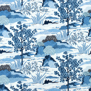 Daintree Blue on White F985044 by Thibaut Fabric