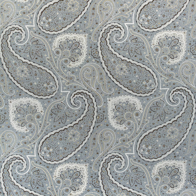 Sherrill Paisley Grey F985077 by Thibaut Fabric Thibaut Fabric Sherrill Paisley Grey F985077Fabric Greenwood Fabric Book 65% Linen, 26% Cotton, 9% Nylo UNITED KINGDOM </p><p>Repeat: V: 34 54 - Fabric Carolina -
