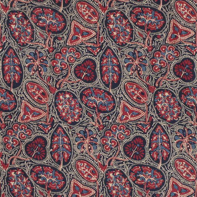 Cochin Blue and Red F988716 by Thibaut Fabric Thibaut Fabric Cochin Blue and Red F988716Fabric Trade Routes Fabric Book 100% Linen THAILAND </p><p>Repeat: V: 43 54 - Fabric Carolina -