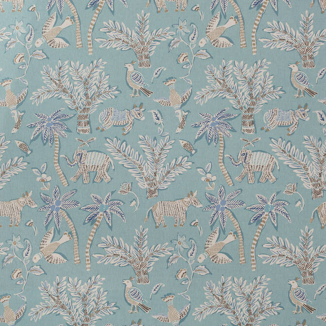 Goa Teal F988723 by Thibaut Fabric Thibaut Fabric Goa Teal F988723Fabric Trade Routes Fabric Book 60% Linen, 30% Cot, 10% Nylon UNITED KINGDOM </p><p>Repeat: V: 36 54 - Fabric Carolina -