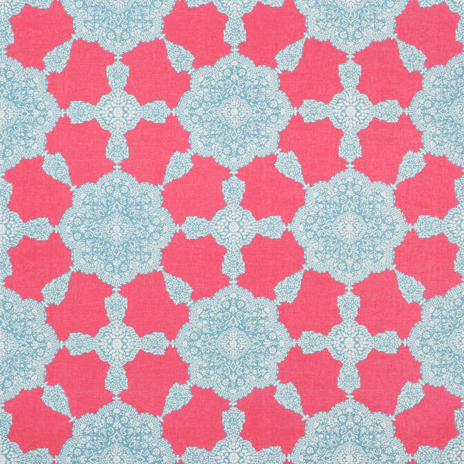 Medallion Paisley Pink and Turquoise F988726 by Thibaut Fabric Thibaut Fabric Medallion Paisley Pink and Turquoise F988726Fabric Trade Routes Fabric Book 55% Linen, 45% Cotton U.S.A. </p><p>Repeat: V: 27 54 - Fabric Carolina -