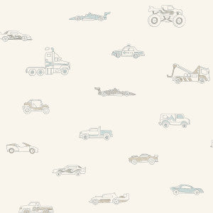 Traffic Jam Blue and Gray by Seabrook Wallpaper