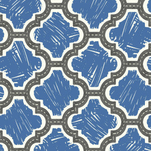 Racetrack Ogee Charcoal and Royal Blue by Seabrook Wallpaper