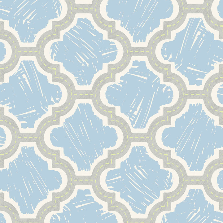 Racetrack Ogee Lime Green and Powder Blue by Seabrook Wallpaper Playdate Adventure United States 56.05 23.62" 20.5" - Fabric Carolina -