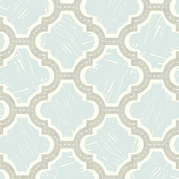 Racetrack Ogee Gray and Powder Blue by Seabrook Wallpaper Playdate Adventure United States 56.05 23.62" 20.5" - Fabric Carolina -