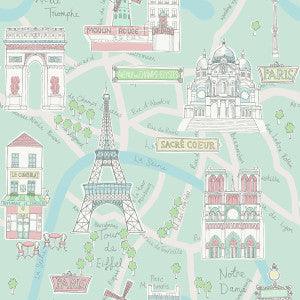 Bon Voyage Teal and Periwinkle by Seabrook Wallpaper