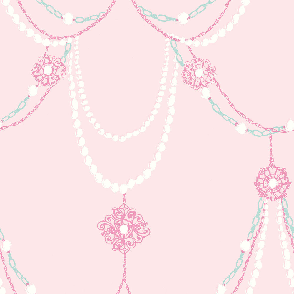 Dressed Up Drape Blush and Teal by Seabrook Wallpaper Playdate Adventure United States 56.05 20.87" 20.5" - Fabric Carolina -