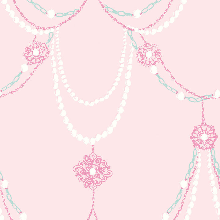 Dressed Up Drape Blush and Teal by Seabrook Wallpaper Playdate Adventure United States 56.05 20.87" 20.5" - Fabric Carolina -