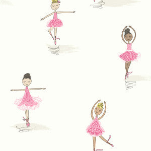 Tiny Dancers Bubblegum and White by Seabrook Wallpaper