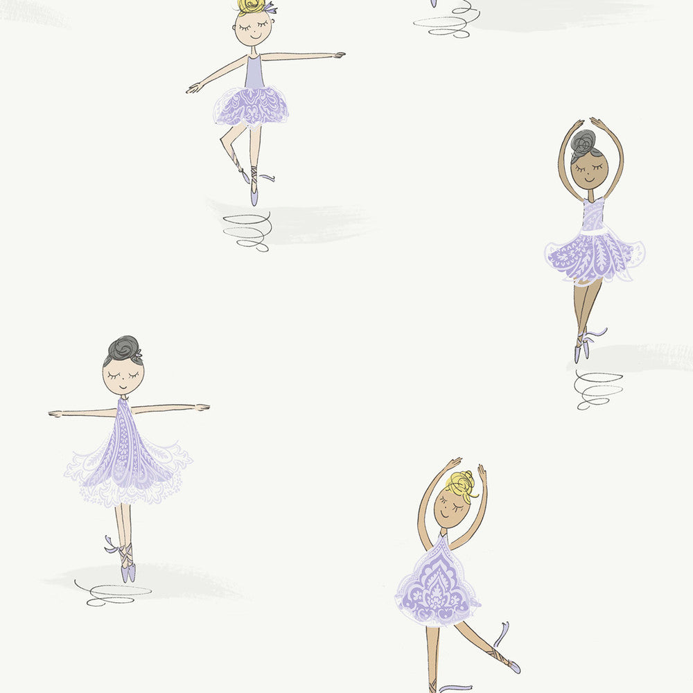 Tiny Dancers Lilac and White by Seabrook Wallpaper Playdate Adventure United States 56.05 20.87" 20.5" - Fabric Carolina -