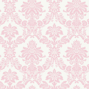 Glitter Damask Bubblegum and White by Seabrook Wallpaper